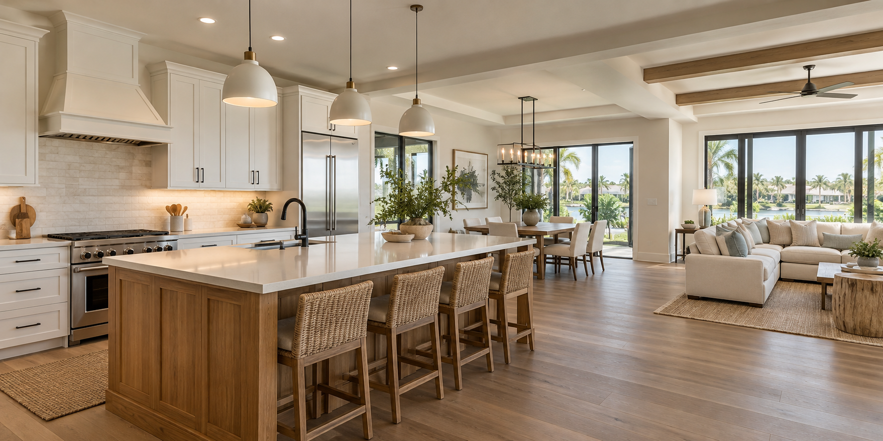 Open-concept kitchen and living room renovation
